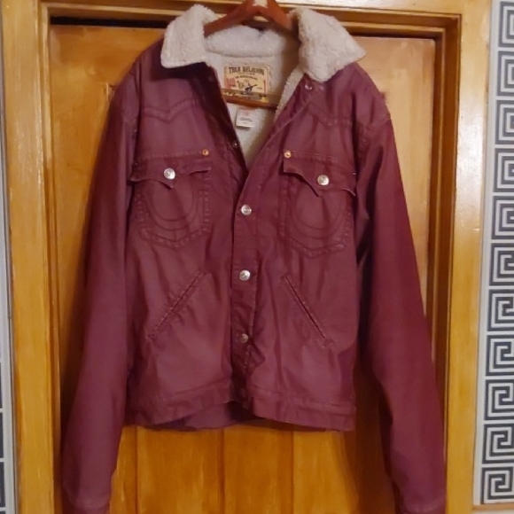 TRUE RELIGION JIMMY SHERPA SIZE XXL..BURGANDY CORD N SHERPA LOOK - Picture 1 of 5